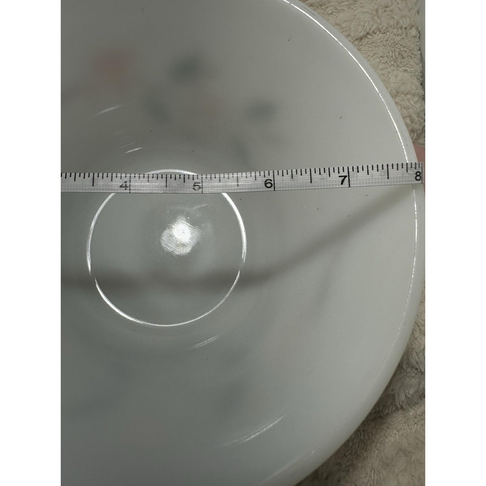 Vintage Federal Glass Co. Apple Blossom Ovenware Painted White Milk Glass 8" - Picture 6 of 7
